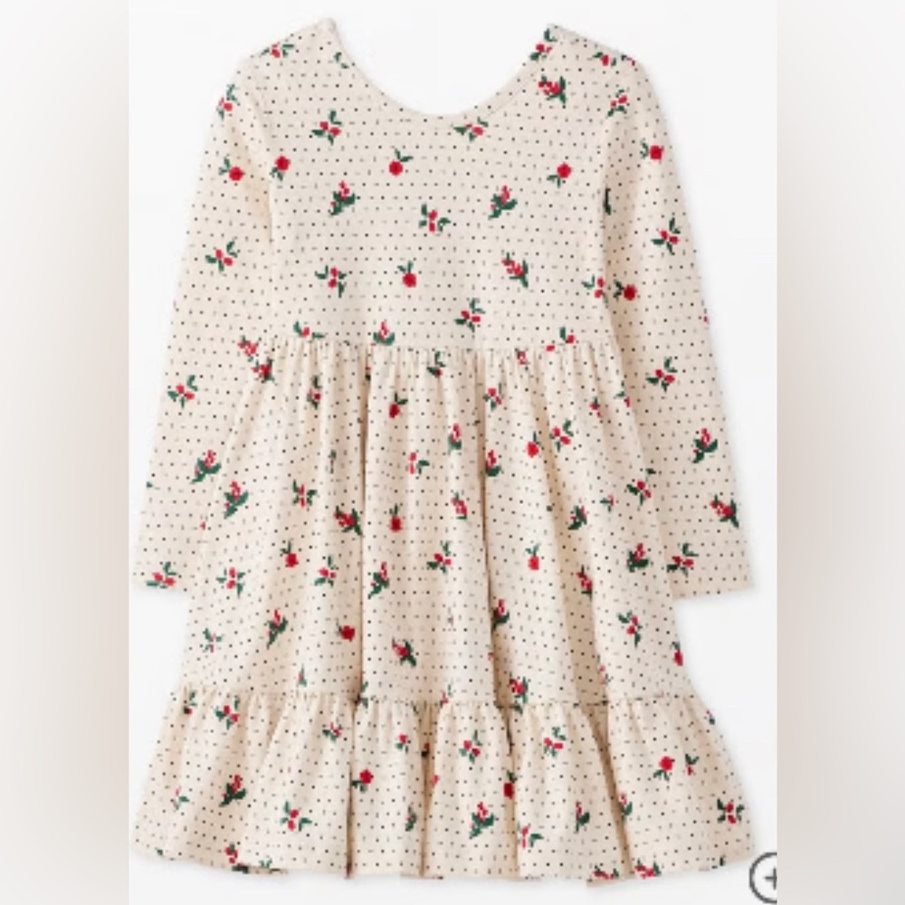 Hanna Andersson Girl’s Long Sleeve Knit Ruffle Skater Dress - 8, Holiday White